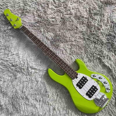 Guitarra de bajo eléctrica Stingray de 4 cuerdas en verde con pickguard blanco proveedor