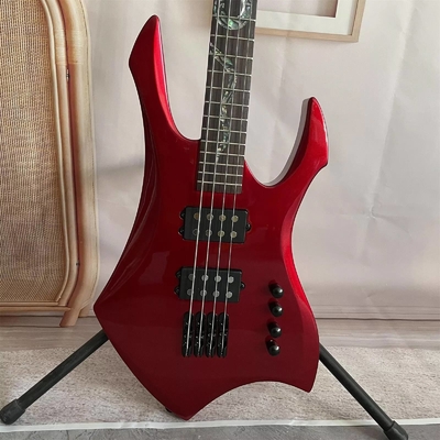 Personalizado Especial Forma irregular del cuerpo Transparente Rojo Bajo Eléctrico Guitarra 4 Cuerdas Bajo Cuerpo de madera proveedor