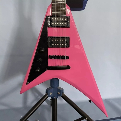 Esquerda Rosa Cola de golondrina V Cuerpo sólido Guitarra eléctrica Abierta 22 Fret proveedor