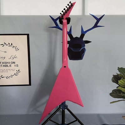 Esquerda Rosa Cola de golondrina V Cuerpo sólido Guitarra eléctrica Abierta 22 Fret proveedor