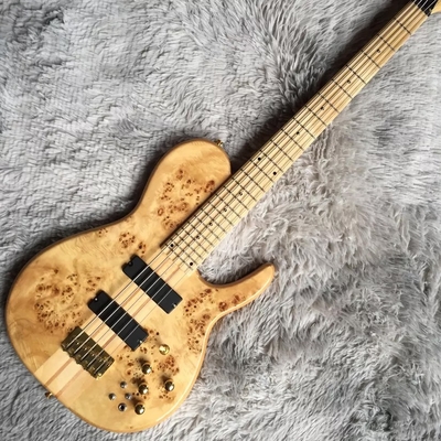 5 cuerdas personalizadas Cuello a través del cuerpo Burl Maple Top Guitarra Bajo Eléctrica proveedor