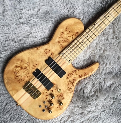 5 cuerdas personalizadas Cuello a través del cuerpo Burl Maple Top Guitarra Bajo Eléctrica proveedor
