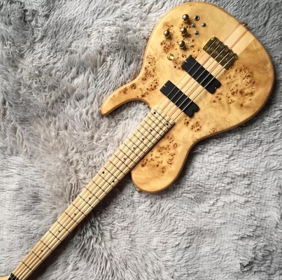 5 cuerdas personalizadas Cuello a través del cuerpo Burl Maple Top Guitarra Bajo Eléctrica proveedor