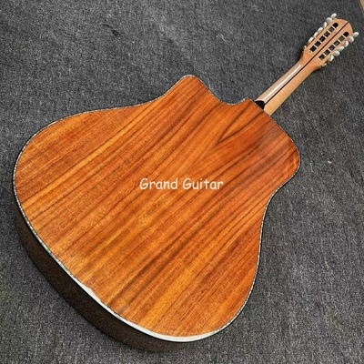 41 pulgadas de acabado brillante 12 cuerdas de fuego cuello de arce sólido KOA madera guitarra acústica de acero de cuerda instrumento musical en venta proveedor