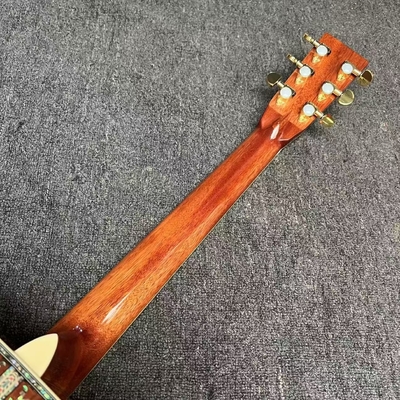 Guitarra acústica de mano izquierda D Cuerpo sólido Koa Top con KOA Madera de lado trasero Abalone Enlace de árbol de la vida de lujo Guitarra KOA OEM proveedor