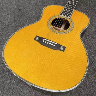 Custom Solid Spruce OM Body Solid Rosewood Back Side Acoustic Electric Guitar Abalone Binding proveedor
