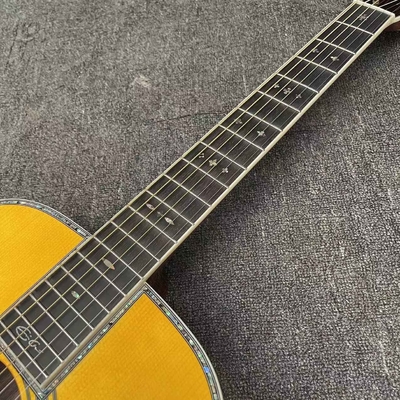 Custom Solid Spruce OM Body Solid Rosewood Back Side Acoustic Electric Guitar Abalone Binding proveedor