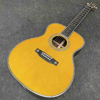Custom Solid Spruce OM Body Solid Rosewood Back Side Acoustic Electric Guitar Abalone Binding proveedor