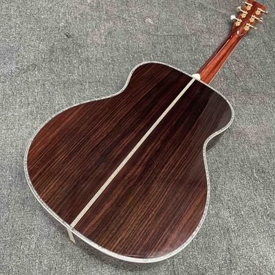 Custom Solid Spruce OM Body Solid Rosewood Back Side Acoustic Electric Guitar Abalone Binding proveedor