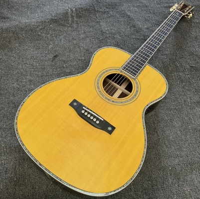 Custom Logo on Headstock, Solid Spruce OM Body Solid Rosewood Back Side Acoustic Electric Guitar Abalone Binding proveedor