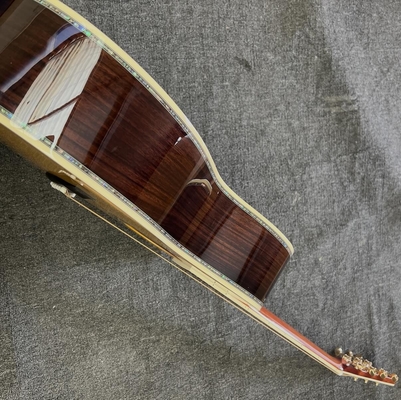 Custom Logo on Headstock, Solid Spruce OM Body Solid Rosewood Back Side Acoustic Electric Guitar Abalone Binding proveedor