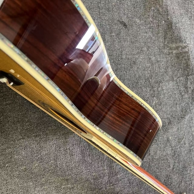 Custom Logo on Headstock, Solid Spruce OM Body Solid Rosewood Back Side Acoustic Electric Guitar Abalone Binding proveedor
