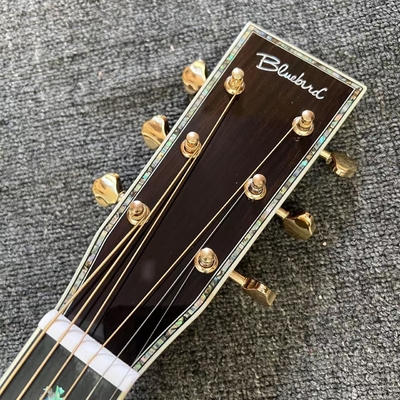Custom Logo on Headstock, Solid Spruce OM Body Solid Rosewood Back Side Acoustic Electric Guitar Abalone Binding proveedor