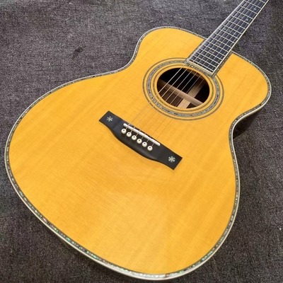 Custom Logo on Headstock, Solid Spruce OM Body Solid Rosewood Back Side Acoustic Electric Guitar Abalone Binding proveedor