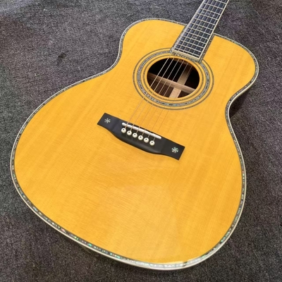 Custom Logo on Headstock, Solid Spruce OM Body Solid Rosewood Back Side Acoustic Electric Guitar Abalone Binding proveedor