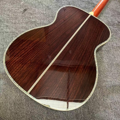 Custom Logo on Headstock, Solid Spruce OM Body Solid Rosewood Back Side Acoustic Electric Guitar Abalone Binding proveedor