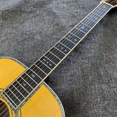 Custom Logo on Headstock, Solid Spruce OM Body Solid Rosewood Back Side Acoustic Electric Guitar Abalone Binding proveedor