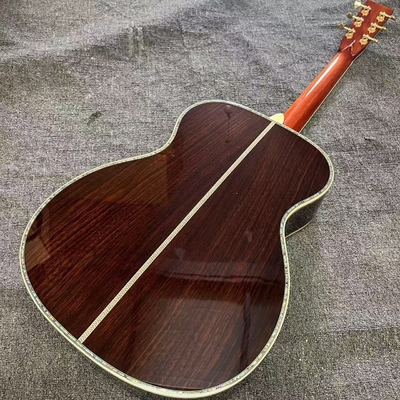 Custom Logo on Headstock, Solid Spruce OM Body Solid Rosewood Back Side Acoustic Electric Guitar Abalone Binding proveedor