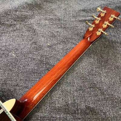 Custom Logo on Headstock, Solid Spruce OM Body Solid Rosewood Back Side Acoustic Electric Guitar Abalone Binding proveedor