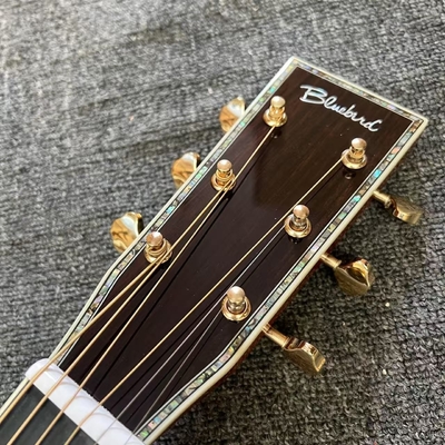 Custom Logo on Headstock, Solid Spruce OM Body Solid Rosewood Back Side Acoustic Electric Guitar Abalone Binding proveedor