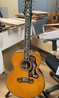 Personalizado 43 INCH SJ200 JUMBO SOLID Guitarra eléctrica acústica lateral trasera con unión de abalones proveedor