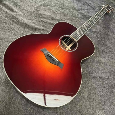 Custom Taylor Style 818 Body Deep Sunburst Solid Rosewood Back Side Acoustic Guitar X Bracing Bone Nut proveedor
