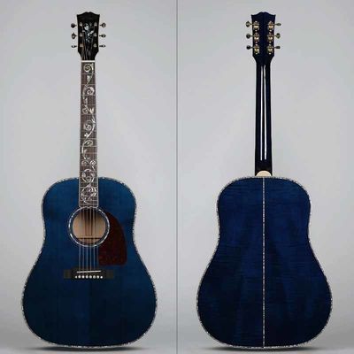 Estilo personalizado de Gibson Adirondack Firete sólido Top Sólido Tigre Arce Lado trasero J-45 Guitarra acústica en azul proveedor