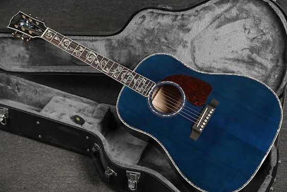 Estilo personalizado de Gibson Adirondack Firete sólido Top Sólido Tigre Arce Lado trasero J-45 Guitarra acústica en azul proveedor