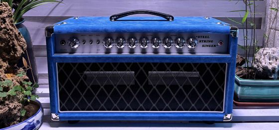 Cabeza de cantante de cuerda de acero personalizada de estilo D 20W 50W 100W con color azul suedo, gran amplificador modelo SSS proveedor