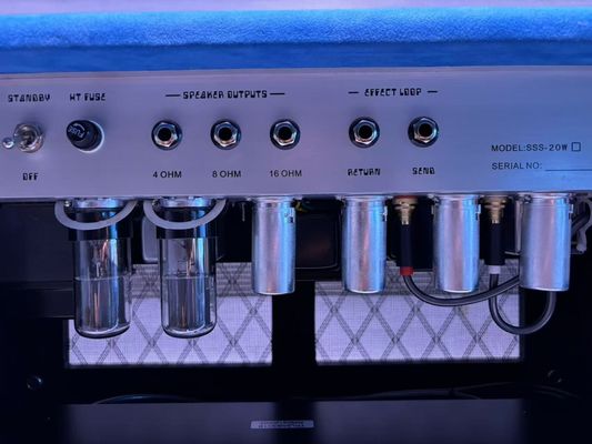 Cabeza de cantante de cuerda de acero personalizada de estilo D 20W 50W 100W con color azul suedo, gran amplificador modelo SSS proveedor