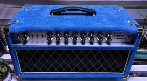 Cabeza de cantante de cuerda de acero personalizada de estilo D 20W 50W 100W con color azul suedo, gran amplificador modelo SSS proveedor
