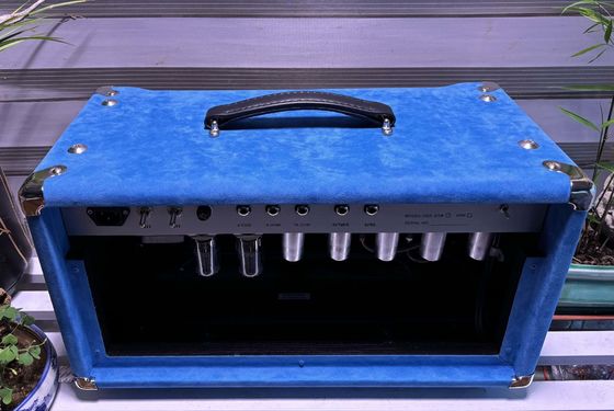 Cabeza de cantante de cuerda de acero personalizada de estilo D 20W 50W 100W con color azul suedo, gran amplificador modelo SSS proveedor