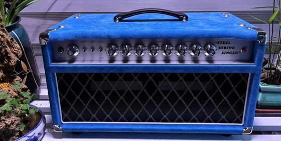 Cabeza de cantante de cuerda de acero personalizada de estilo D 20W 50W 100W con color azul suedo, gran amplificador modelo SSS proveedor