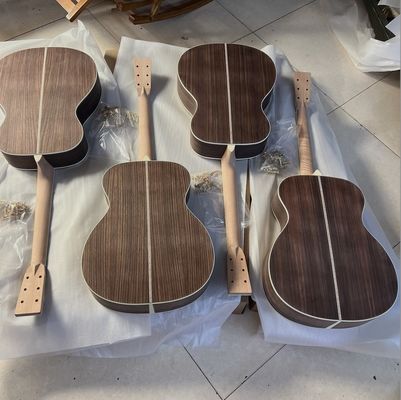 Custom Solid Spruce Top OM Kits Acoustic Guitar without Finishing, Customized Logo on Headstock proveedor