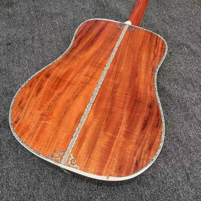 Guitarra acústica de encuadernación de abulón con parte trasera sólida KOA personalizada de 6/12 cuerdas con logotipo personalizado en abulón proveedor