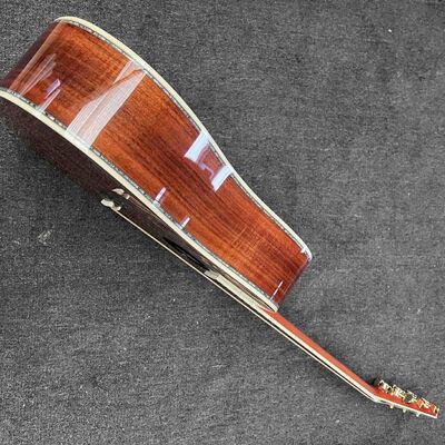 Guitarra acústica de encuadernación de abulón con parte trasera sólida KOA personalizada de 6/12 cuerdas con logotipo personalizado en abulón proveedor