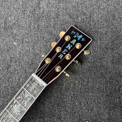 Guitarra acústica de encuadernación de abulón con parte trasera sólida KOA personalizada de 6/12 cuerdas con logotipo personalizado en abulón proveedor