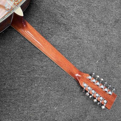 Guitarra acústica de encuadernación de abulón con parte trasera sólida KOA personalizada de 6/12 cuerdas con logotipo personalizado en abulón proveedor