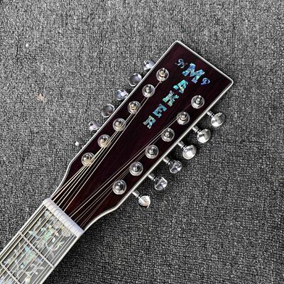 Guitarra acústica de encuadernación de abulón con parte trasera sólida KOA personalizada de 6/12 cuerdas con logotipo personalizado en abulón proveedor
