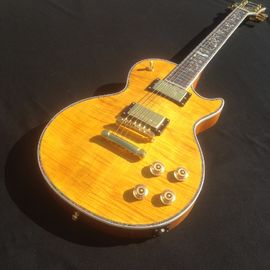 Guitarra eléctrica LP estándar con hardware de oro y incrustación de flores proveedor