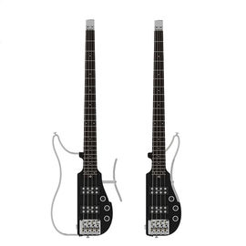 Custom Nuevo diseño único de alta calidad Patenteado 4 cuerdas bajo diseño único Patenteado Guitarra eléctrica de viaje sin cabeza proveedor