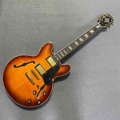 Guitarra eléctrica Gibson Style ES Supreme Bourbon Burst personalizada, cuerpo semihueco, Jazz proveedor