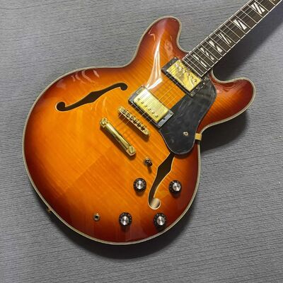 Guitarra eléctrica Gibson Style ES Supreme Bourbon Burst personalizada, cuerpo semihueco, Jazz proveedor