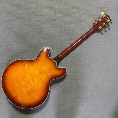 Guitarra eléctrica Gibson Style ES Supreme Bourbon Burst personalizada, cuerpo semihueco, Jazz proveedor