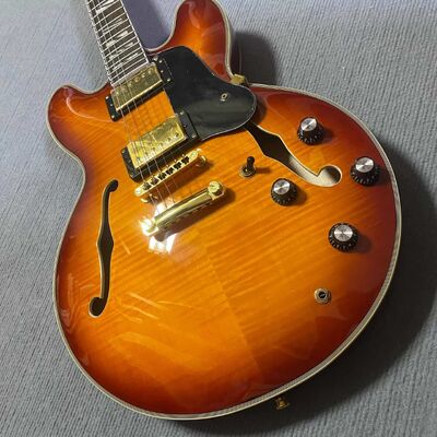 Guitarra eléctrica Gibson Style ES Supreme Bourbon Burst personalizada, cuerpo semihueco, Jazz proveedor