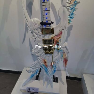 Guitarra eléctrica Angel tallada a mano personalizada en color blanco con luz LED, SOLO UNA EN STOCK proveedor