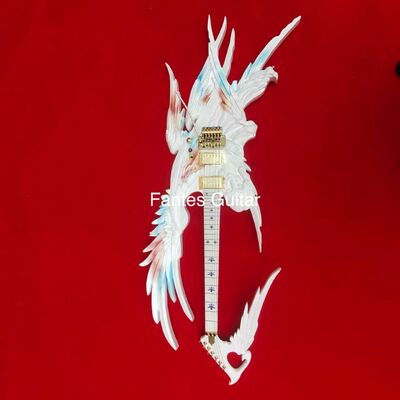 Guitarra eléctrica Angel tallada a mano personalizada en color blanco con luz LED, SOLO UNA EN STOCK proveedor