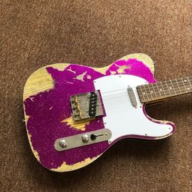 Clásica TELE 6 cuerdas tablero de madera de rosa guitarra eléctrica, relíquias de guitarra telecaster proveedor