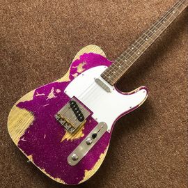 Clásica TELE 6 cuerdas tablero de madera de rosa guitarra eléctrica, relíquias de guitarra telecaster proveedor