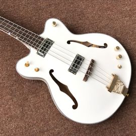Nuevo estilo, China Custom Jazz blanco F guitarra eléctrica de cuerpo hueco, tablero de rosas, sistema vibrato proveedor